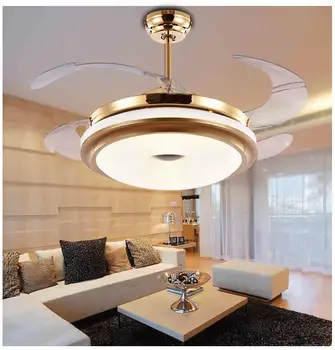 

Ceiling fan LED invisible fan lamp with telescopic modern minimalist bedroom living room dining room light remote control FS8