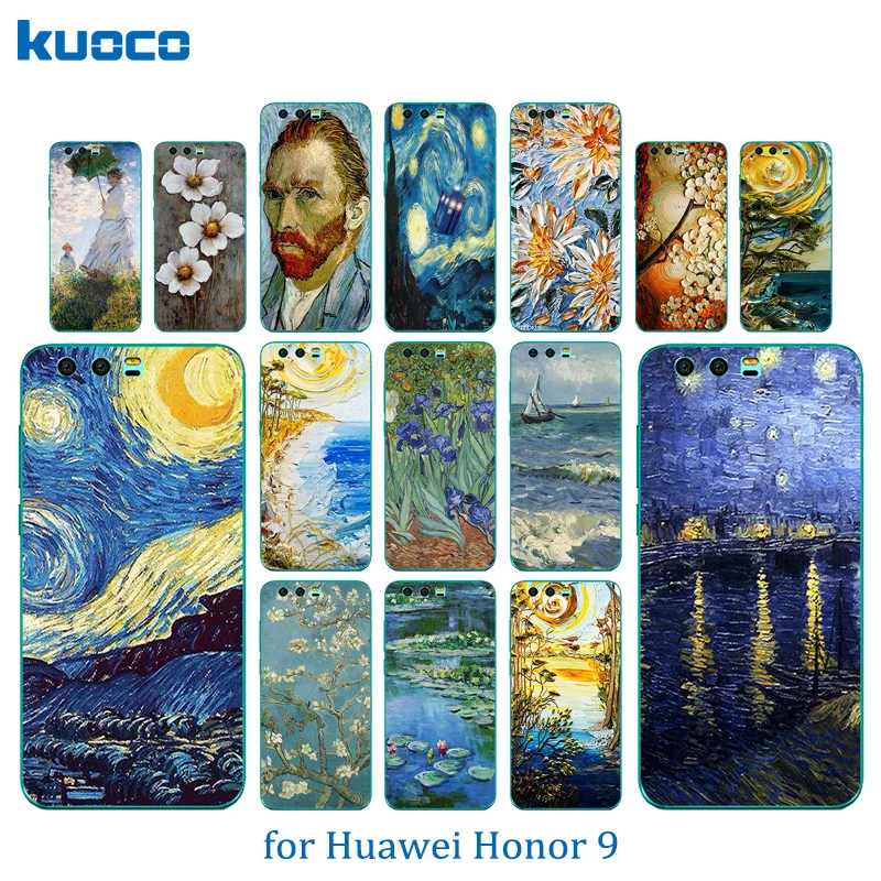 

Phone Cases For Huawei Honor 9 Case Cover 5.15 inch Van Gogh Pattern Soft TPU Back Covers Coque For Honor9 Honor 9 Funda