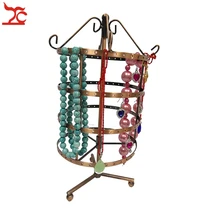 Многофункциональная бронзовая круглая серьга с 144 отверстиями, вешалка для ожерелья, 4 слоя, металлическая вращающаяся стойка для сережек 31 см