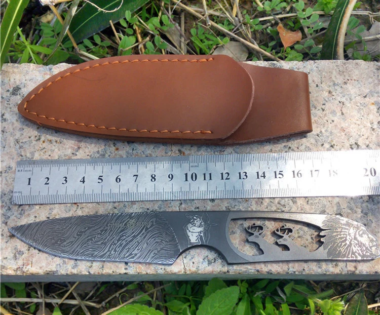 Indians In One Body Corrugate Steel Fixed Blade Tactical Knife Survival