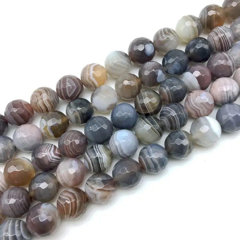 

AA Quality Natural Stone Botswana Sardonyx Lined Agates Bead Round Faceted Ball 10 mm DIY Jewelry Making