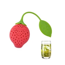 Iovely Reuseable fof безопасная силиконовая красная форма клубники чайная сумка с листьями держатель для чая кофе с дырочками фильтр для заварки чая