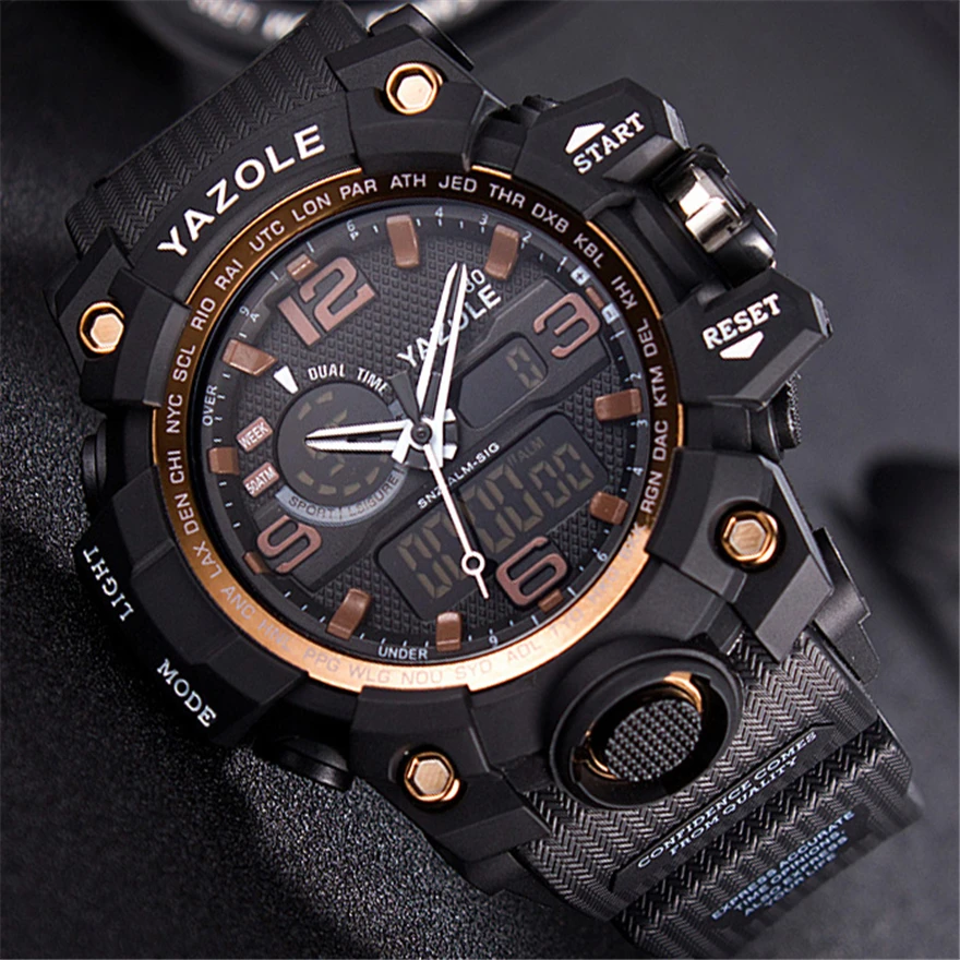 

Men's Watch 2018 Sports Waterproof Military Dual Display Analog Digital LED Electronic Quartz Wristwatches Swimming Man Watch