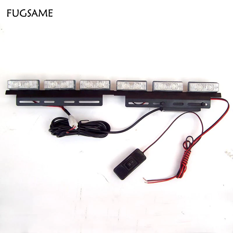 FUGSAME супер яркий 2x6 светодиодный автомобильный стробоскоп высокой мощности белый