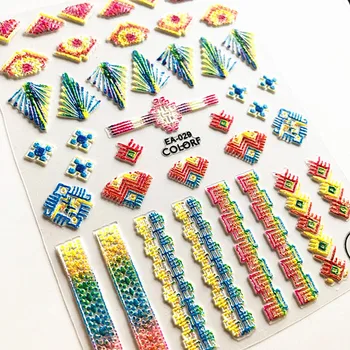 

3D Acrylic Engraved nail art sticker colorful Leaf tree animal Template Decals Tool DIY Nail Decoration Tools Z0111