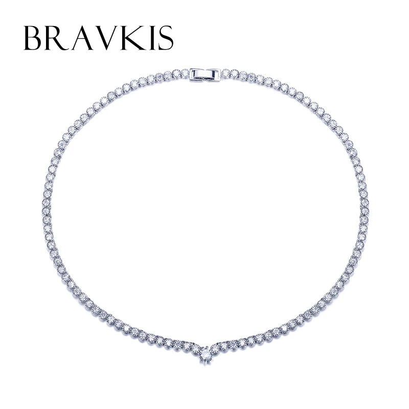 BRAVEKISS aaa кубический цирконий ожерелье с колье для женщин вечерние свадебные массивные ожерелья ювелирные изделия для тенниса BUN0052