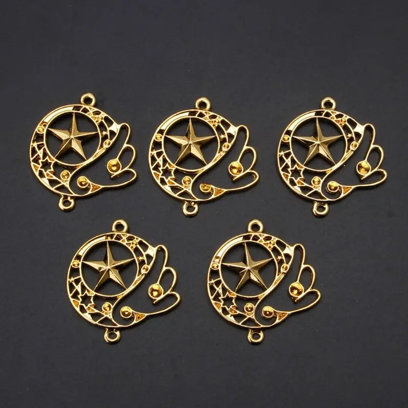 5Pcs Magic Wing Star Blank Resin Frame Pendant Open Bezel Setting Jewelry Making