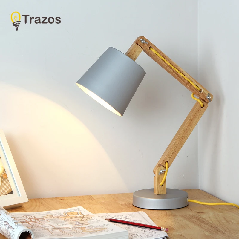 

TRAOS Wooden Base Table Lamp Desk Lights LED Eye Protection Light Desk Table Lamp Dimmable Ouch Switch Table Lamp Study Lamp