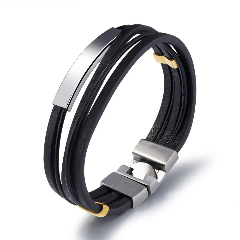 European and American Men's Jewelry Vintage Stainless Steel Men's Multilayer Leather Bracelet Men's Accessories 3-PH1133 European and American Men's Jewelry Vintage Stainless Steel Men's Multilayer Leather Bracelet Men's Accessories 3-PH1133