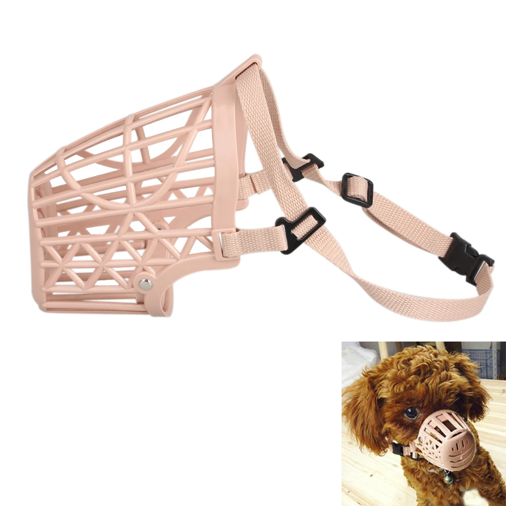 Portable Pet Dog Adjustable Mask Plastic Basket Dog Muzzle Mask Cage