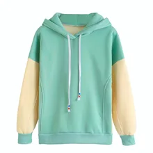 2017 FASHION Women Hoodie Contrast Color Sweatshirt Jumper Crop Pullover Tops Y101023