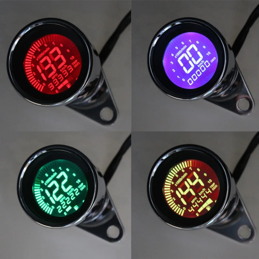 

Digital 12V 7 Colors Universal Digital Motorcycle Speedometer Odometer Tachometer Gauge fuel meter LED Indicator