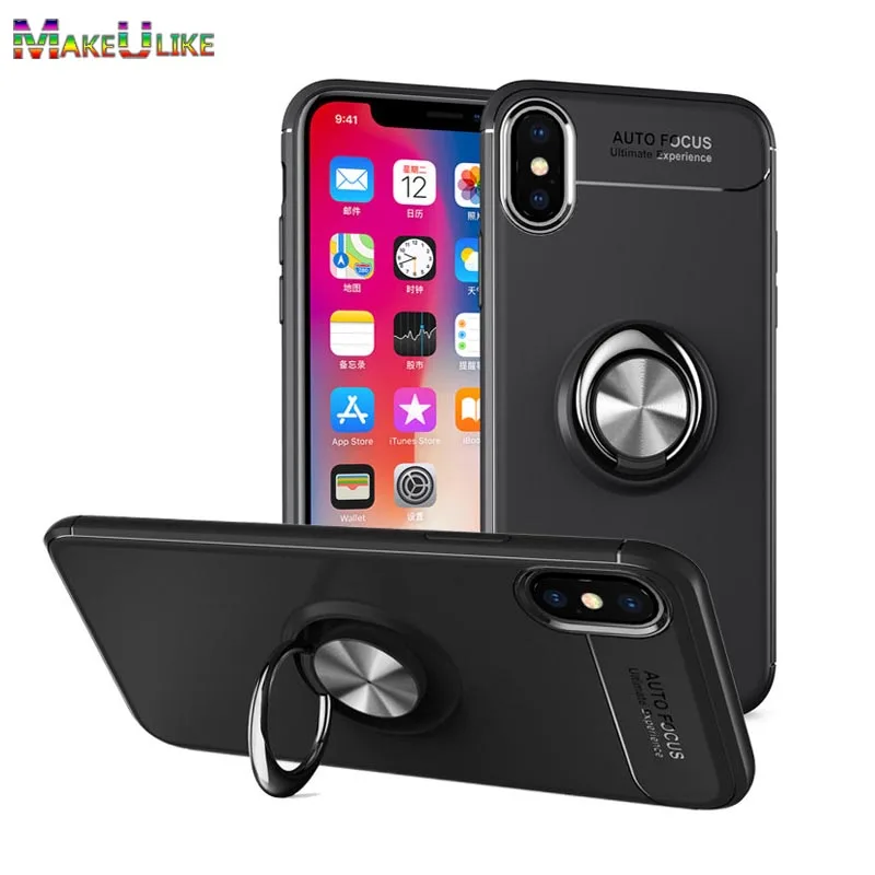 

MAKEULIKE Ring Slim Cover For iPhone 6 6S 7 8 Plus Case Soft TPU Phone Back Cases for Apple iPhone X 5 5S SE Cover