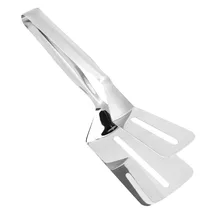 Многофункциональный пищевой нержавеющей стали барбекю щипцы для барбекю хлеб говяжий стейк Тернер с зажимом серебро