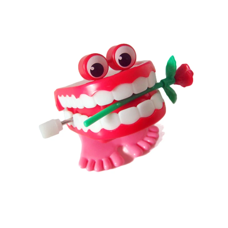 4.5*4.5cm Baby Clockwork Wind Up Toy Funny Teeth Rose Walking Teeth