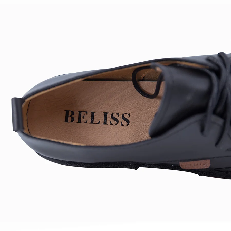 BELISS lace-up loafers casual flat shoes women handmade 2018 spring autumn cow leather soft comfortable shoes ( (18)