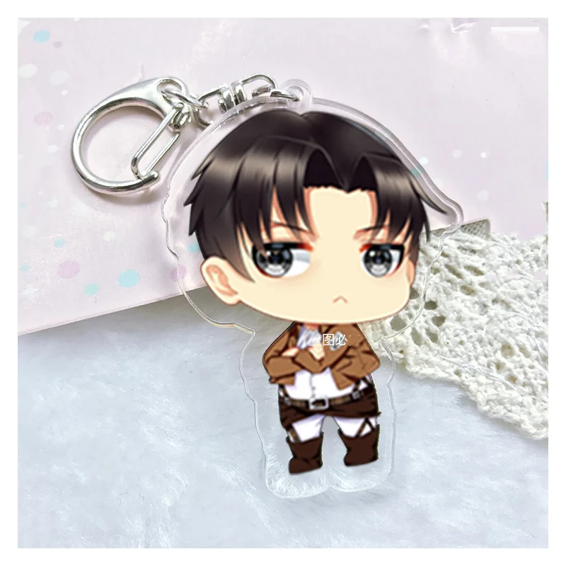 

5cm Anime Keychain Attack on Titan Eren/Mikasa Ackerman Doubleside Print Car Key Holder kulcstarto Keyrings Keychain Cute Ver.
