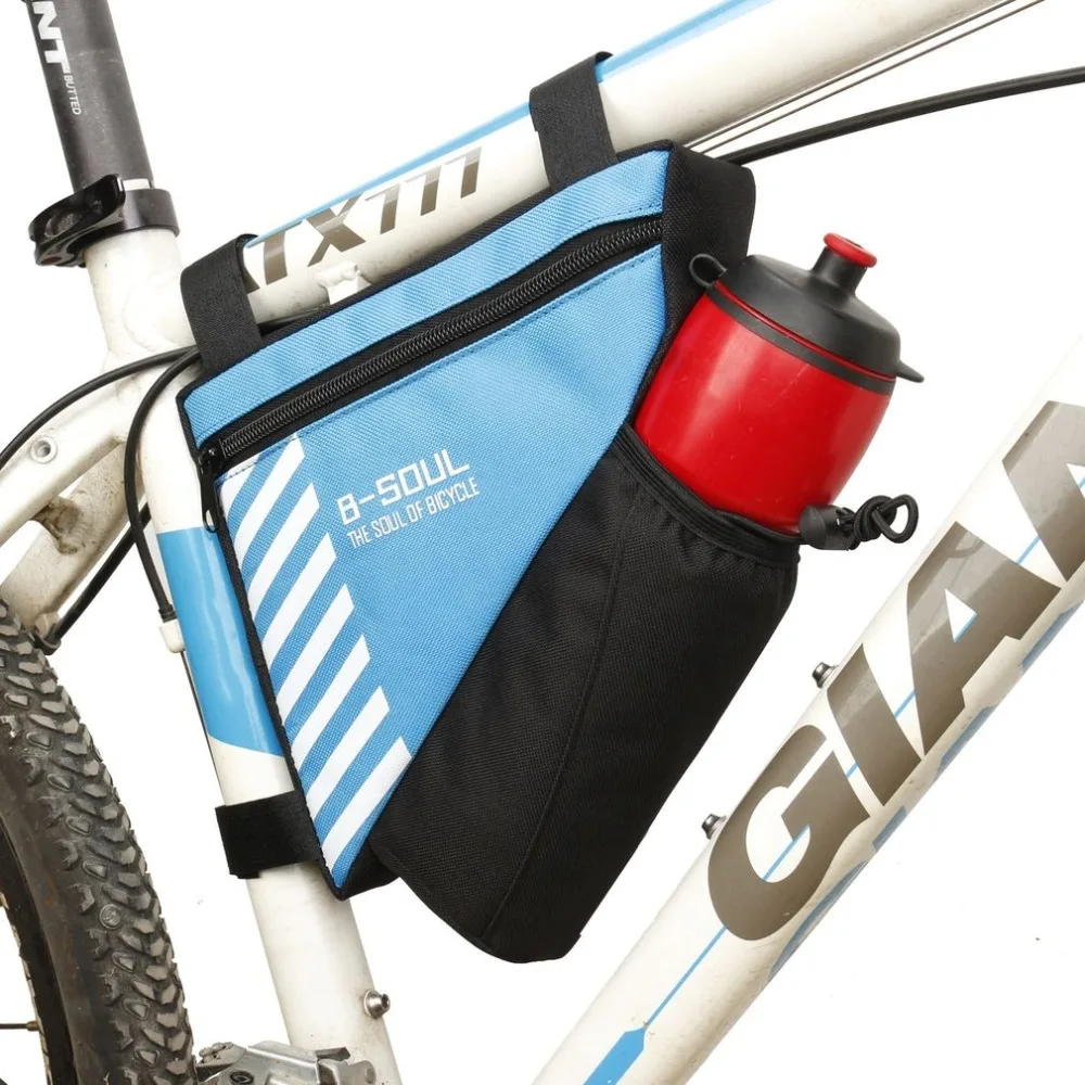 Top B-SOUL MTB Bike Bicycle Bags Waterproof Cycling Top Front Tube Frame Bags Triangle Bag With Water Bottle Pocket Bike Accessories 2