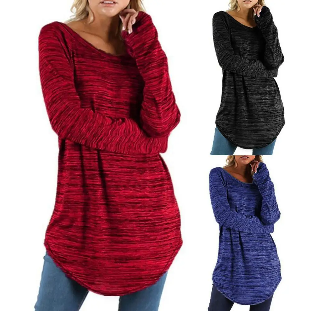 

Plus Size Women T Shirt Casual Long Sleeve Loose Tops Tunic T-Shirt Female Solid Color Baggy Basic Tshirt Tee Shirt Femme L-5XL