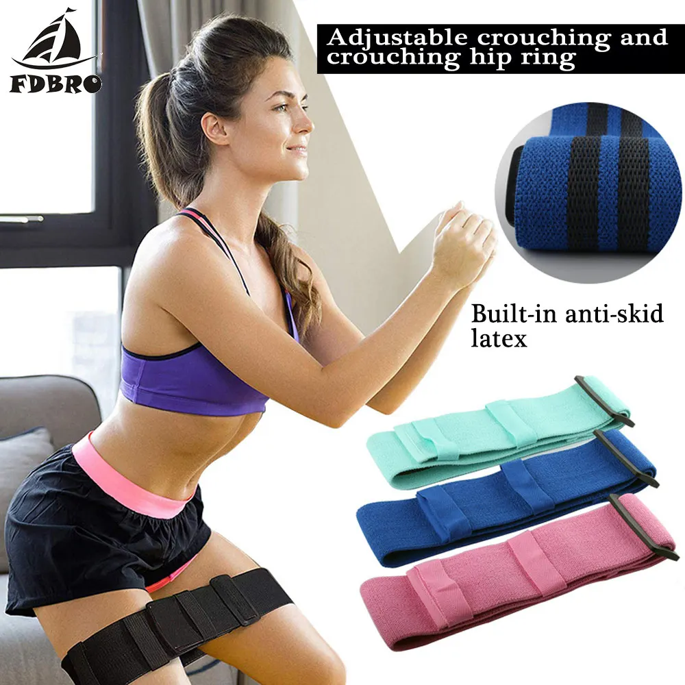 

FDBRO Fitness Home Gym Workout Equipment Adjustable Hip Glute Band Fabric Thighs Leg Booty Elastic Bands Non-slip and Non-roll