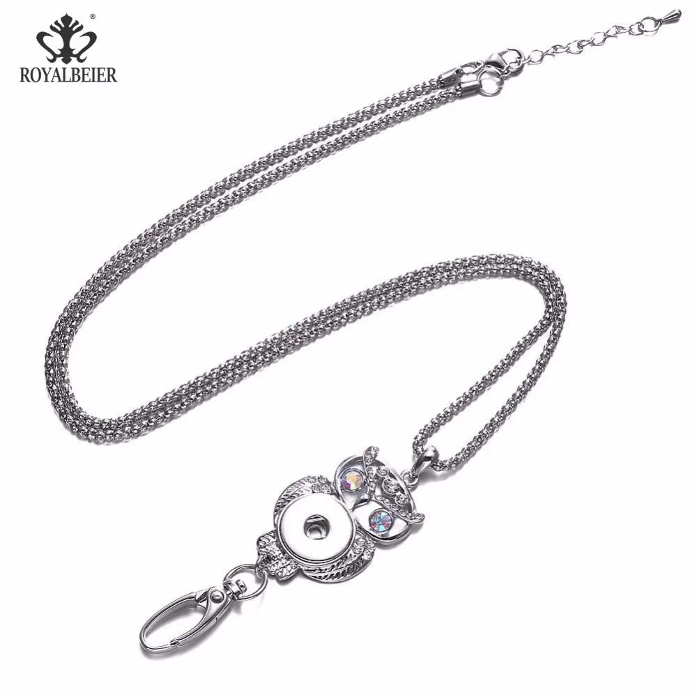 Royalbeier стильный Rhinstone Сова Кристалл Шарм ожерелье s& Подвески шнур подходит оснастки ювелирные изделия ID держатель карт ожерелье для женщин
