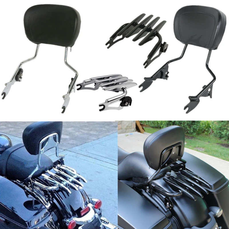 Detachable Backrest Sissy Bar Luggage Rack For Harley Road Glide FLTR