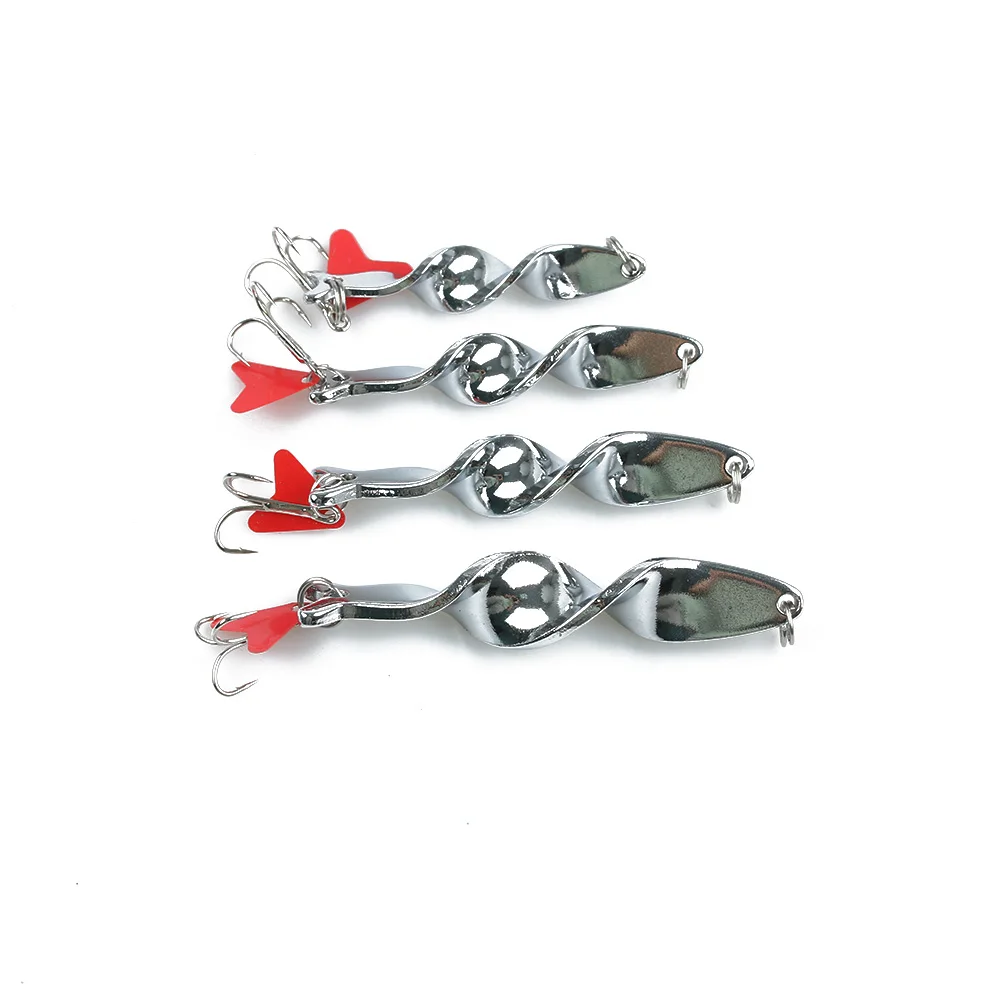 

1Pcs Artificial Metal Spinner Fishing Lure Silver Twisted Spinning Lure Spoon Sequins Bait Feather Treble Hook Lures