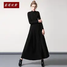 Women’s expansion bottom dress black knitted long design basic dress Ladies fashion plus size slim Autumn dresses female