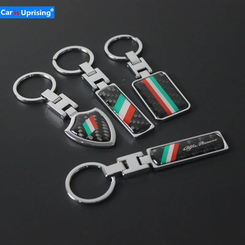 

1pcs Italian flag NEW Metal Car Keychain Key Ring Keyring For Alfa Romeo Fiat Maserati Car styling Accessories