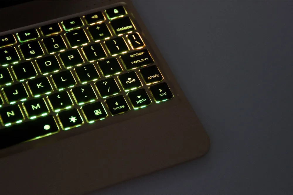 Алюминий корпус клавиатуры с 7 цветов Подсветка подсветкой Беспроводной Bluetooth клавиатура и Запасные Аккумуляторы для телефонов для Ipad air2