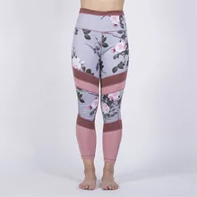 Высокая талия Цветок 3D цифровой печати сетки сшивание Йога брюки мода на открытом воздухе тренировка бега трусцой брюки женские Пуш-ап спортивные Леггинсы