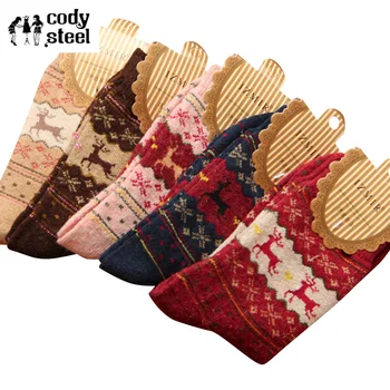 

Cody Steel Warm Women's Socks Winter Cute Deer Cartoon Sock Fashion Woman Rabbit Wool Ladies Socks Thermal 5pairs/lot