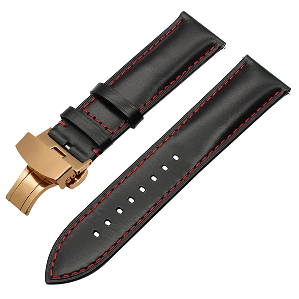 Italy Genuine Leather Watchband 20mm 22mm for Huami Amazfit GTR 47mm 42mm Butterfly Clasp Watch Band Quick Release Strap Belt - Цвет ремешка: Black RG