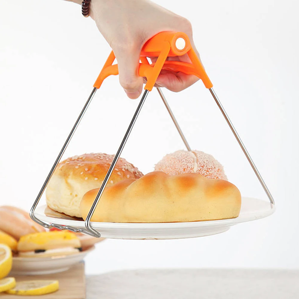 

Stainless Steel Plate Bowl Marmite Clip Take Disk Holder Anti-scald Foldable Kitchen Gadgets