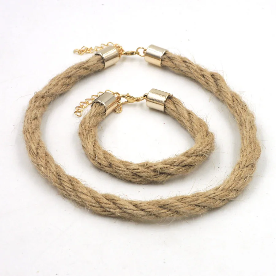 Natural Hemp Cord Bdsm Rope Day Choker Bracelet Set Fetish Authentic Bondage Submissive Collar