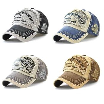 

15PCS/LOT SINGYOU Hot sale Tiger Heads Baseball Cap Embroidery Pure Cotton Men Women Outdoor Casual Sun Hat