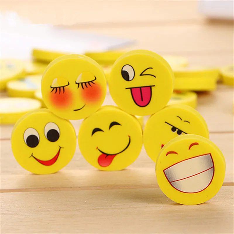 

Fashion Cute Kawaii Cartoon Smile Emoji Rubber Eraser For Pencil Novelty Kids Stationery School Student Gift Office Supply Prize