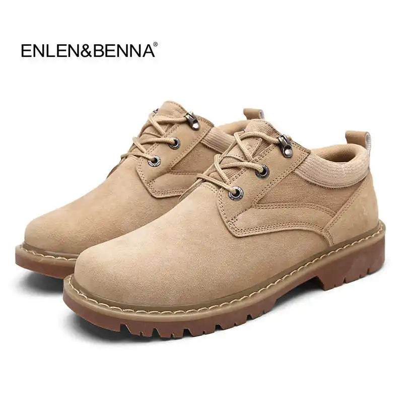 

Enlenbenna Men Working Shoes New Spring and Autumn Casual Fashion Safety Oxfords Breathable Flat Genuine Leather Shoes Men
