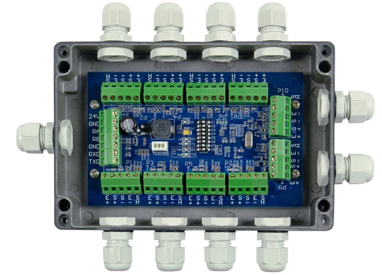 

4~10 Multi-channel Digital Weighing Junction Box Aluminium J-Box for analog load cells A/D RS485, free software samples with PLC