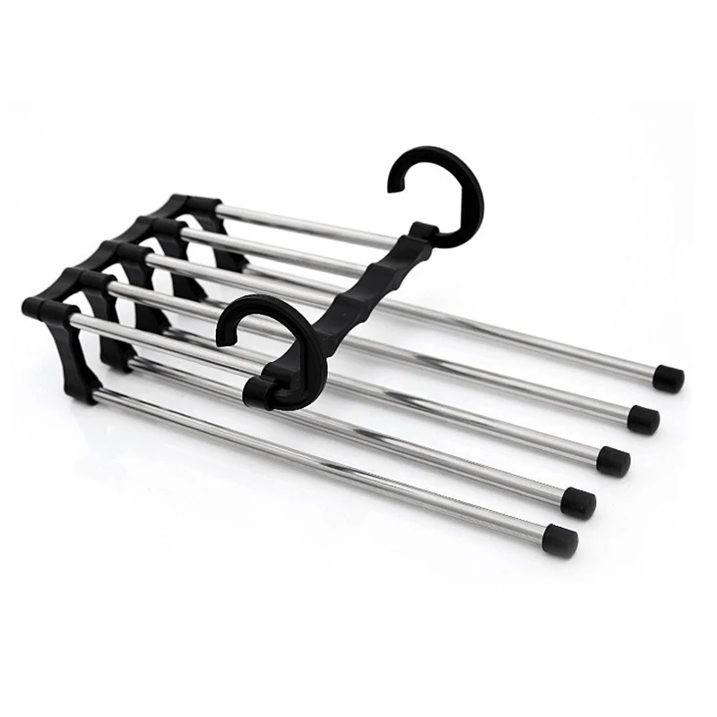 

1PC 5 Tier Portable Multi-function Stainless Steel Clothes Hanger Pants Racks Trousers Hanger Clothes Storage Drying Hanger