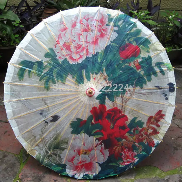 

Free shipping Dia 50cm chinese colorful blooming peony painting oiled paper umbrella children parasol props dance gift umbrella