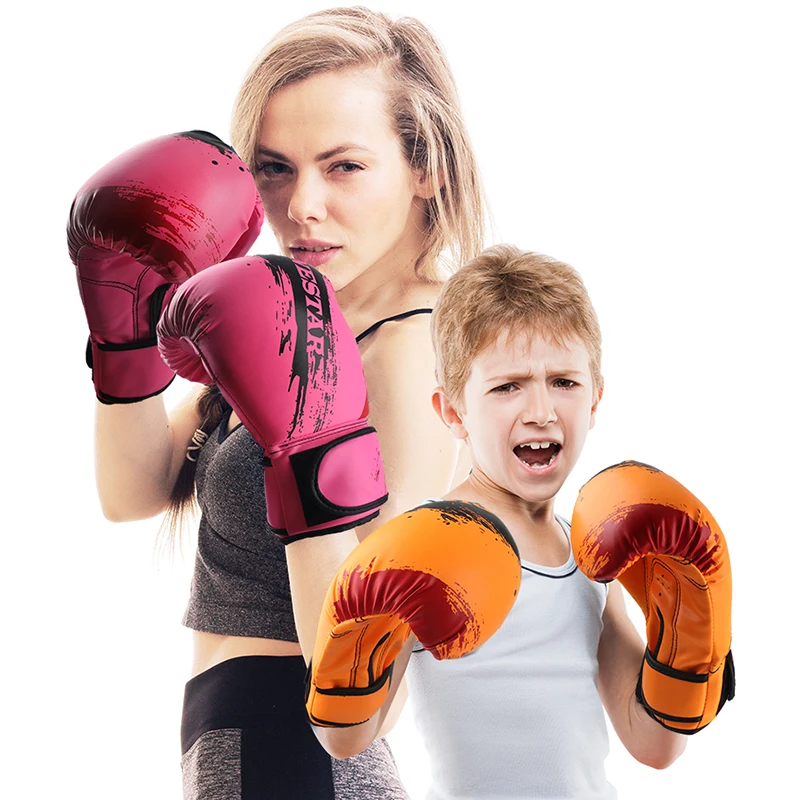 

8oz 10oz adult boxing gloves Children kids MMA fighting training colorful women boxing glove muay thai punch mitts pink orange