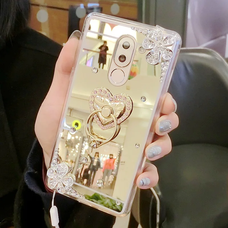 

For Huawei P9 P10 plus P Smart 2019 P20 lite Mate 20 10 Pro 8C Honor 9 10 lite 7a 7C 6X Phone Case Mirror crystal silicone Cover