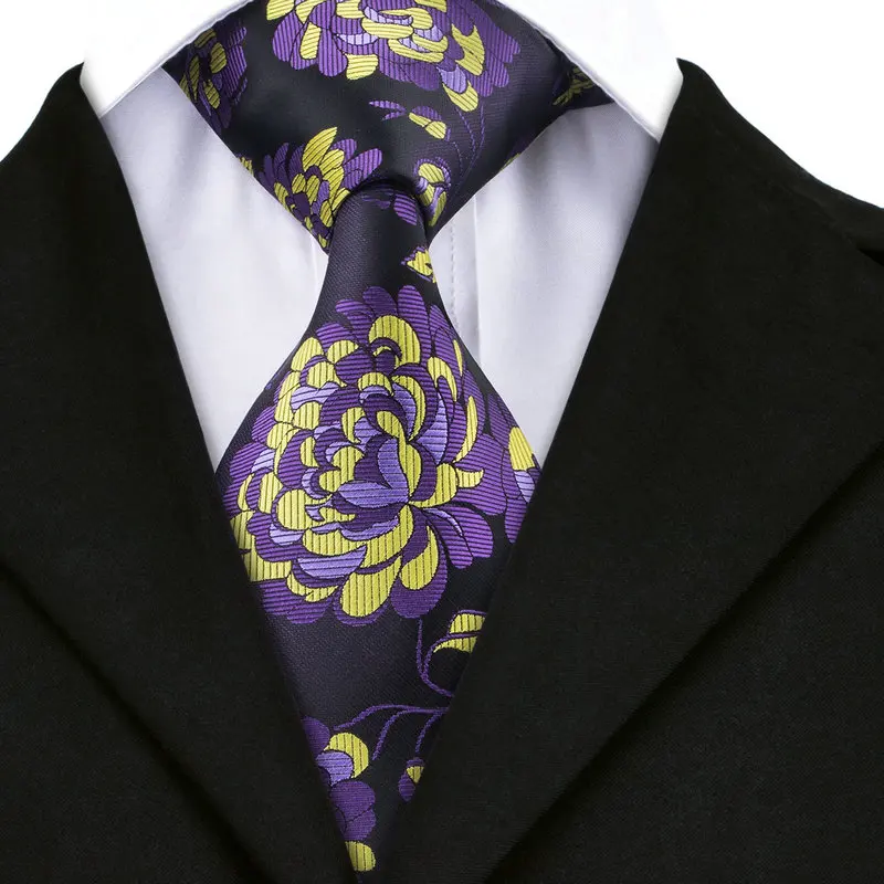A 1500 Hi Tie Purple Mens Ties Neckties 2017 New Design Floral Jacquard