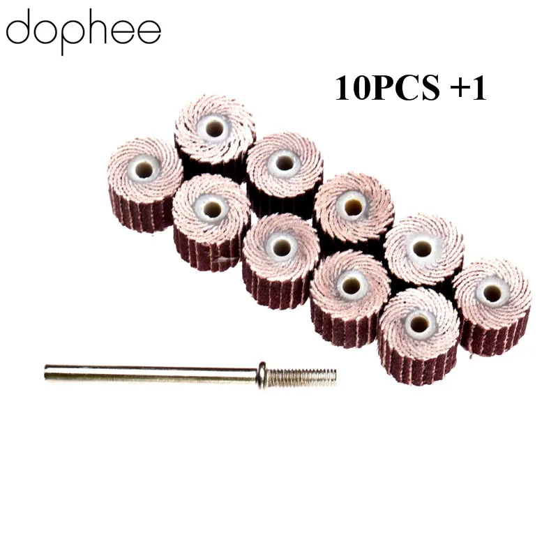

Dophee 240-Grit Dremel аксессуары шлифовальный лоскут диск шлифовальный Щиток колеса щетка песок + оправка для Dremel роторный инструмент 10x3 мм 10 шт