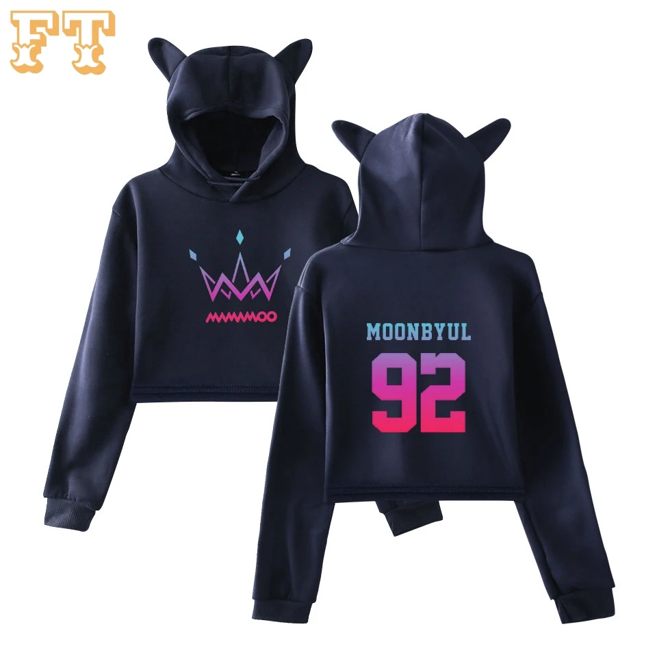  MAMAMOO Purple Cat Ear Hoodies Sweatshirt Women clothes Cute Printed Sexy Cool Kpop Harajuku Casual