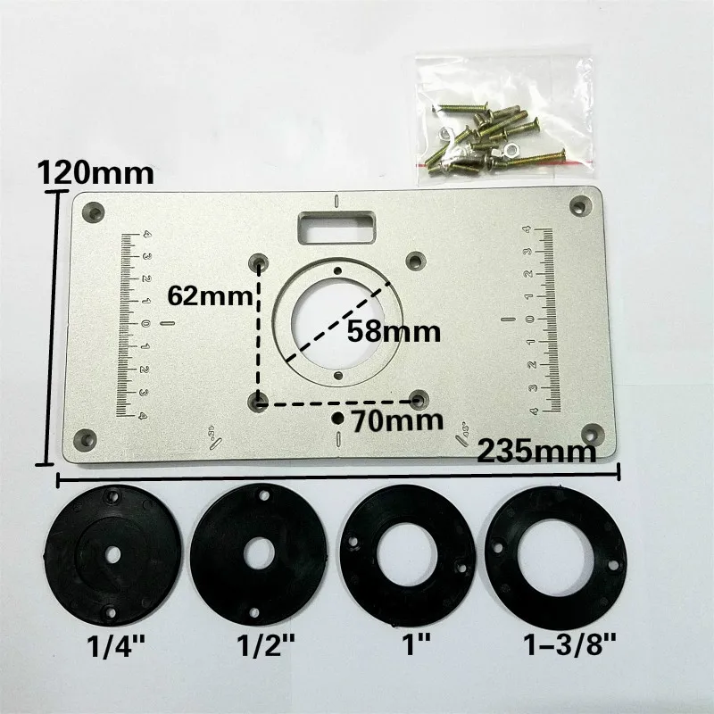 Универсальная настольная пластина из алюминиевого сплава с 4 шт. кольца со вставками w/втулка для дерева инструменты для деревообработки