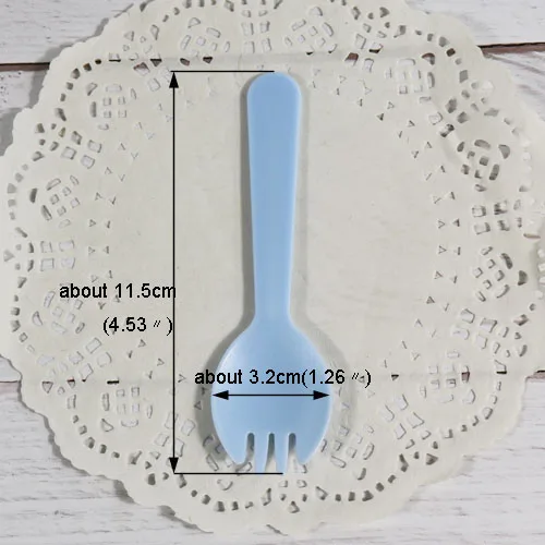 12 шт., пластиковая ложка конфетного цвета для мороженого, одноразовые вилки, ложка для торта, сервировка десерта, инструмент, вечерние, рождественские, свадебные украшения - Цвет: 12pcs blue