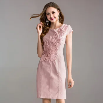 

2018 Summer Sexy Party Evening Knee-Length Dress Women Big Floral Embroidery Short Sleeve Bodycon Slim Fitness Dress Moda Mujer