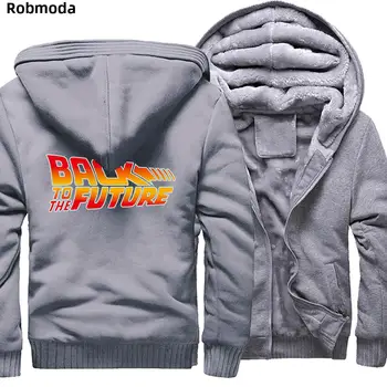 

Back to the Future Thicken HOODED SWEATSHIRT Classic Movie Series Warm Fleece Zipper Coat Raglan Hoodie Plus velvet men's jacket